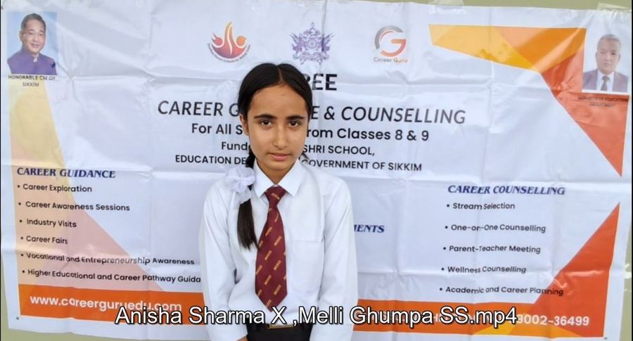 Student at Career Guru counselling banner, Melli Ghumpa Secondary School