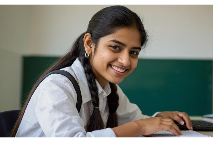Young student confidently smiling