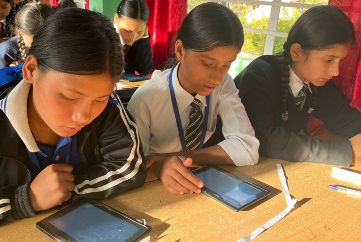 Students with tablets